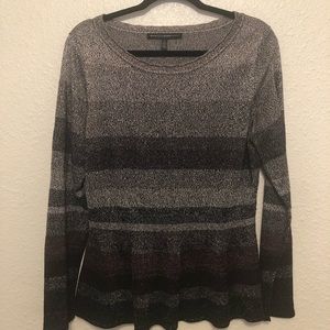 Metalic L/S sweater.  Pink, Blk, grey, rose stripe